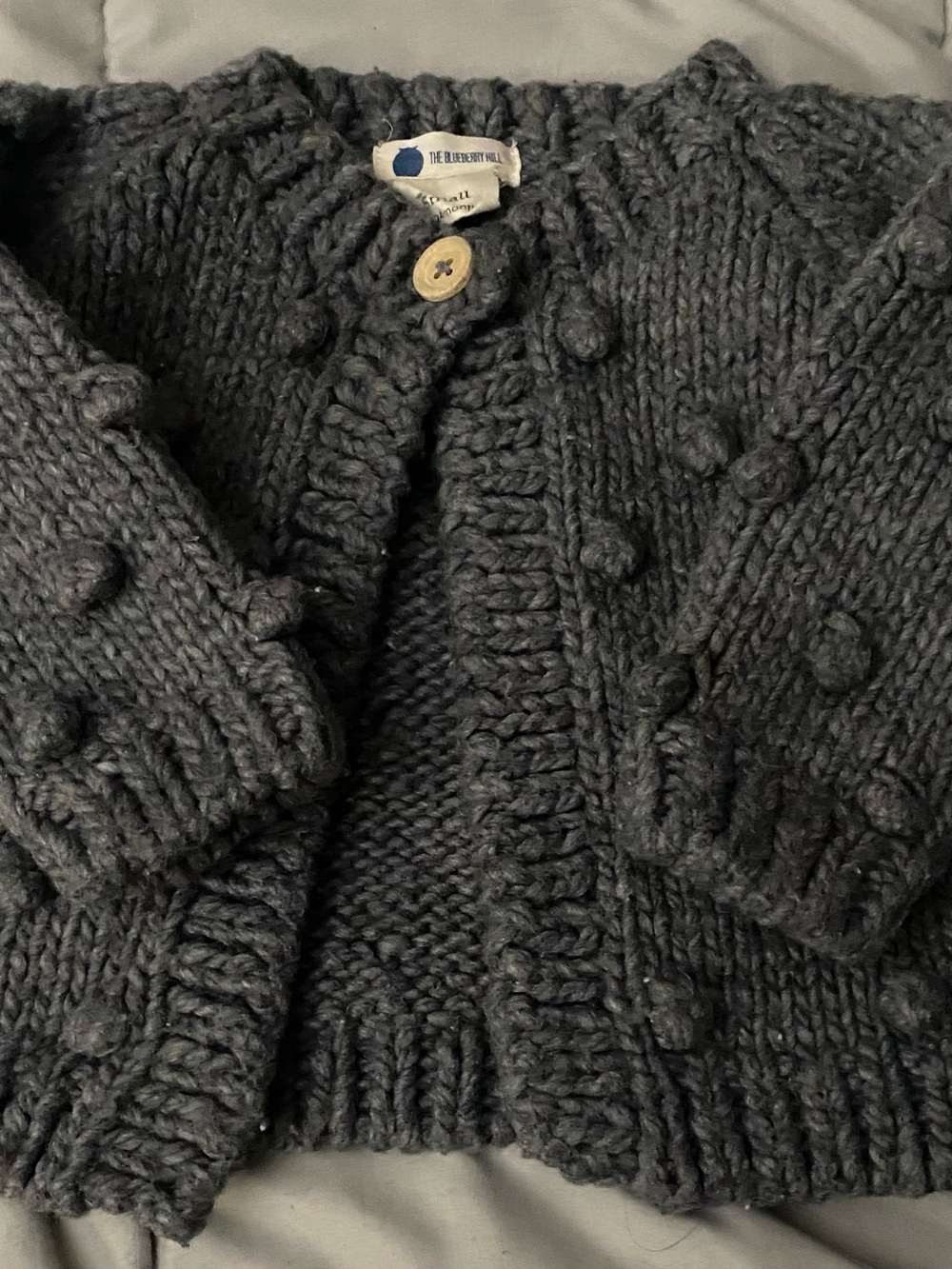 Plush Charcoal Bobble Knit Baby Cardigan -
